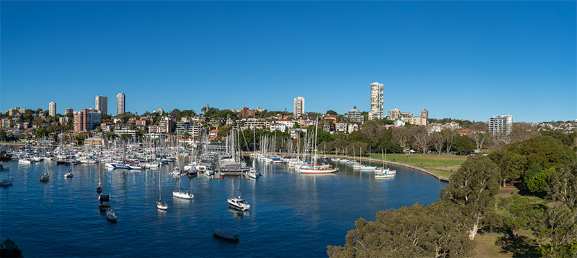 Overlooking Rushcutters Bay in Sydney, Australia